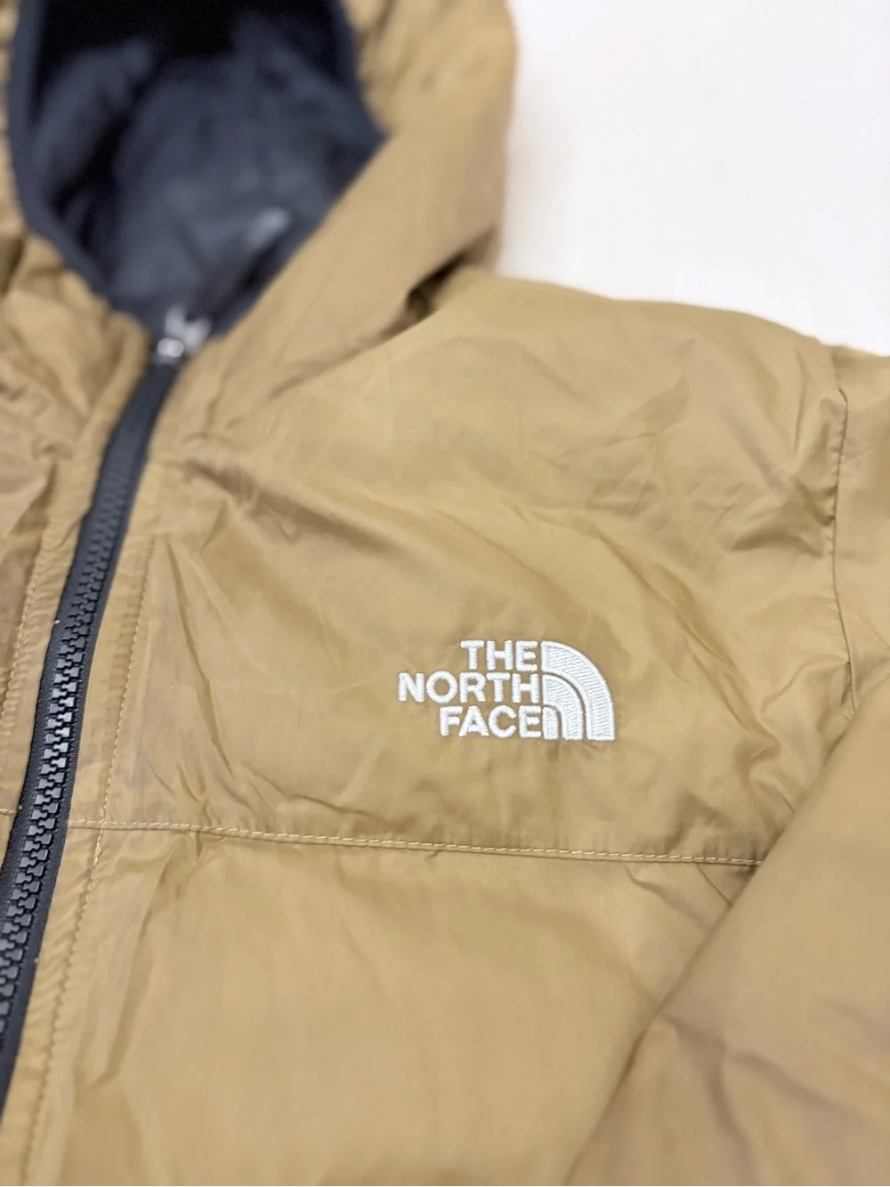 The North Face Men’s Hooded Puffer Jacket - Black & Tan Reversible